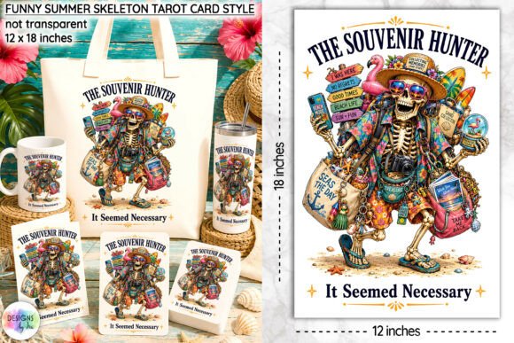 Download Funny Summer Skeleton Tarot Card Design - Premium Bundle