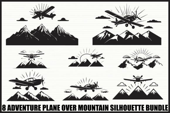 Download Vintage Plane &amp; Mountain Set - Vintage plane Collection