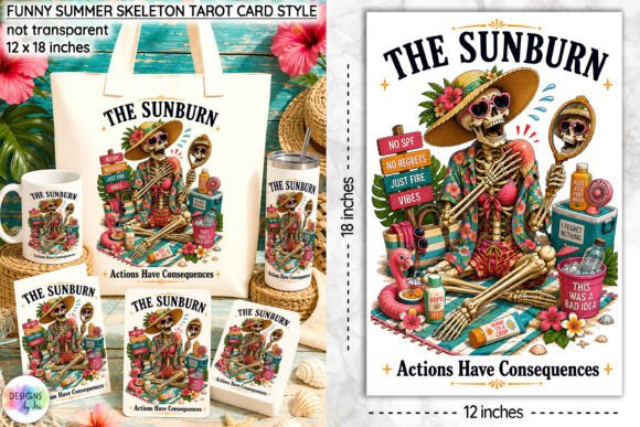 Download Funny Summer Skeleton Tarot Card Design - Card design Collection