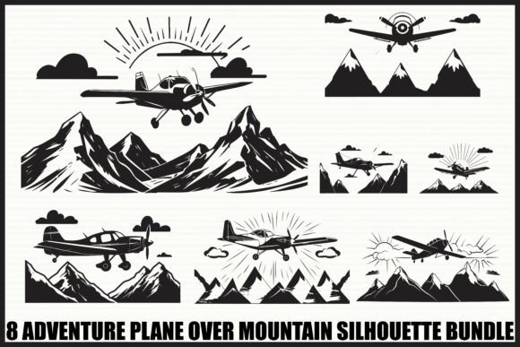 Download Vintage Plane &amp; Mountain Set - Vintage plane Collection
