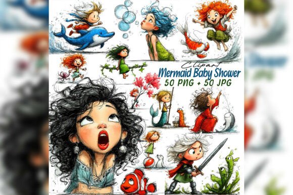 Download Whimsical Mermaid Clipart Ocean Party - Ocean party Collection