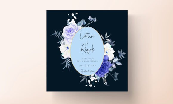 Download Elegant Navy Floral Invitation Card - Premium Bundle