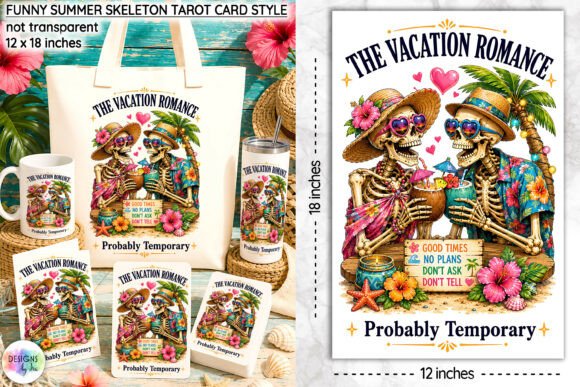 Download Funny Summer Skeleton Tarot Card Design - Premium Bundle