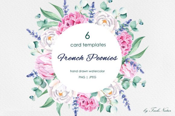 Download French Peonies Watercolor Card Templates - Peonies watercolor Collection